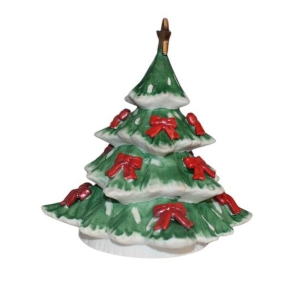 Vintage Ron Gordon Designs Christmas Tree With Red Bows 7 1/2 In Tall - Picture 4 of 7